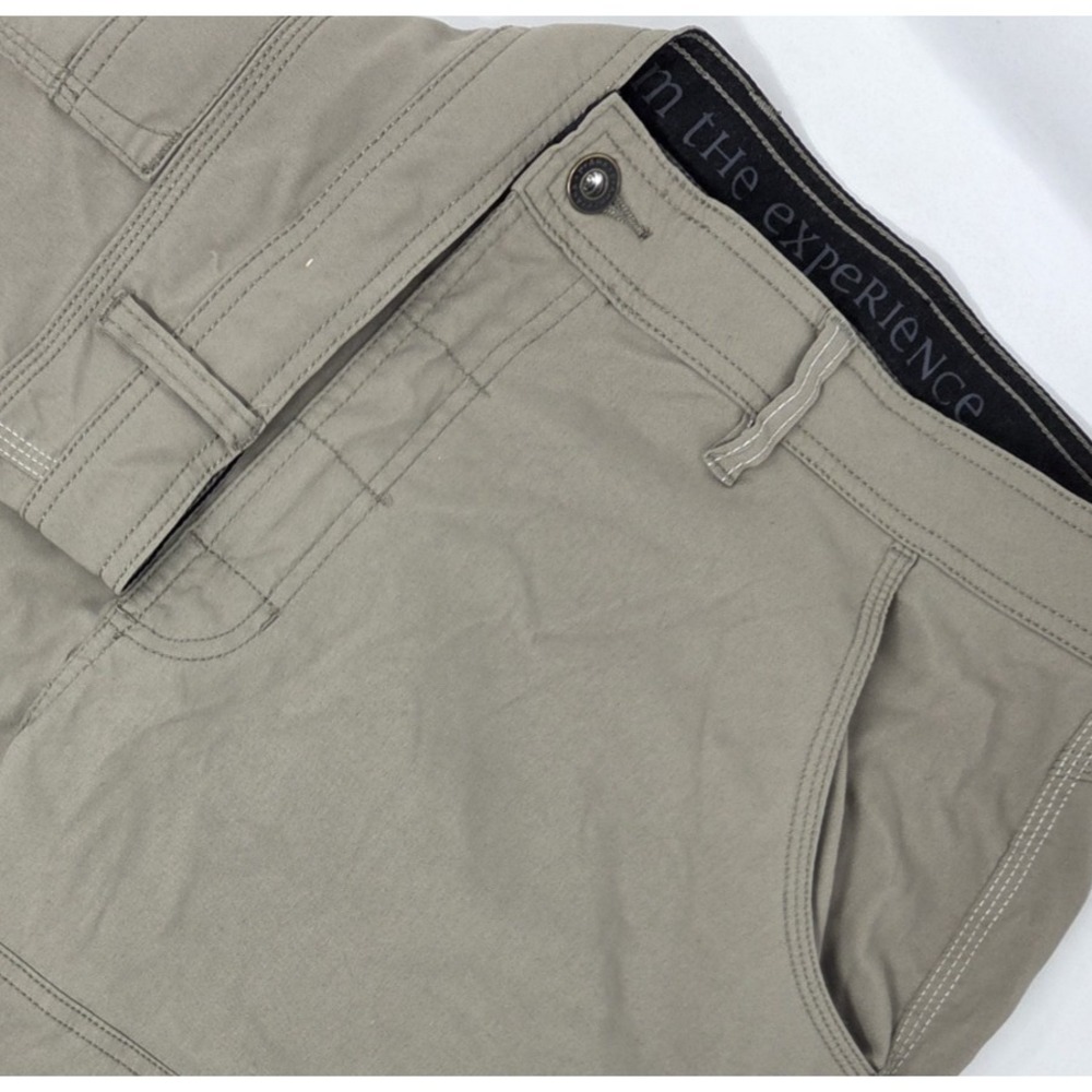 Prana Stretch Zion Pants Mens 40x30 Khaki Tan Straight Hiking Outdoor Roll Up
